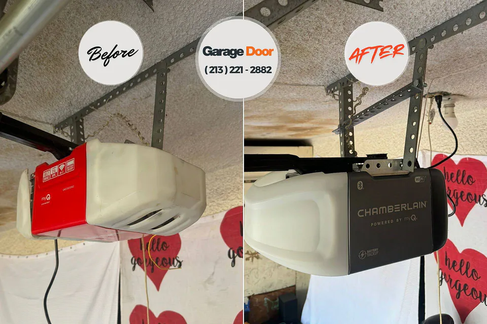 Before and after: garage door repair Victoria, KS
